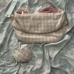 Stoney Clover Lane Pink and White Houndstooth Women's Bag & matching Bag Charm